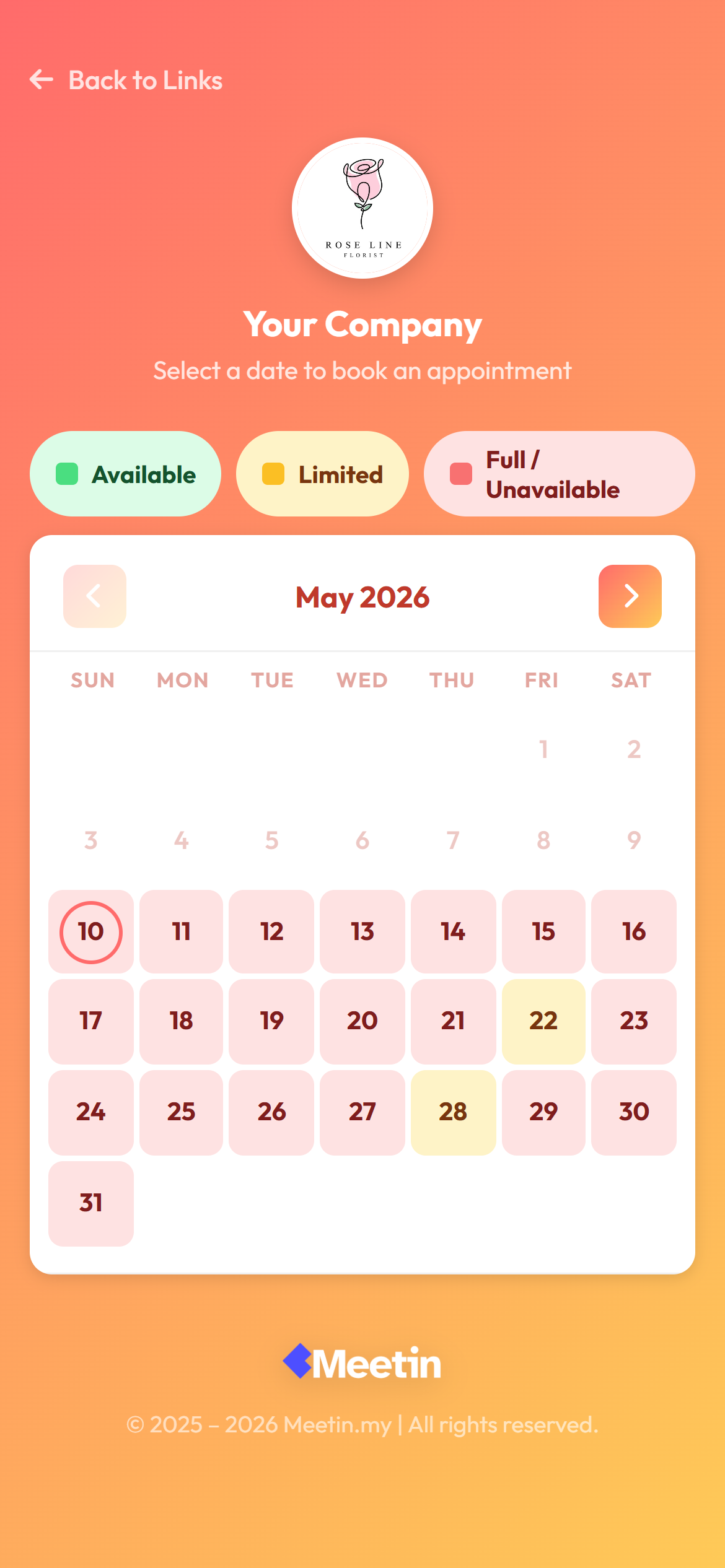 Booking Page